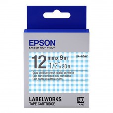 Epson Label Cartridge 12mm Gray on Blue Check Tape